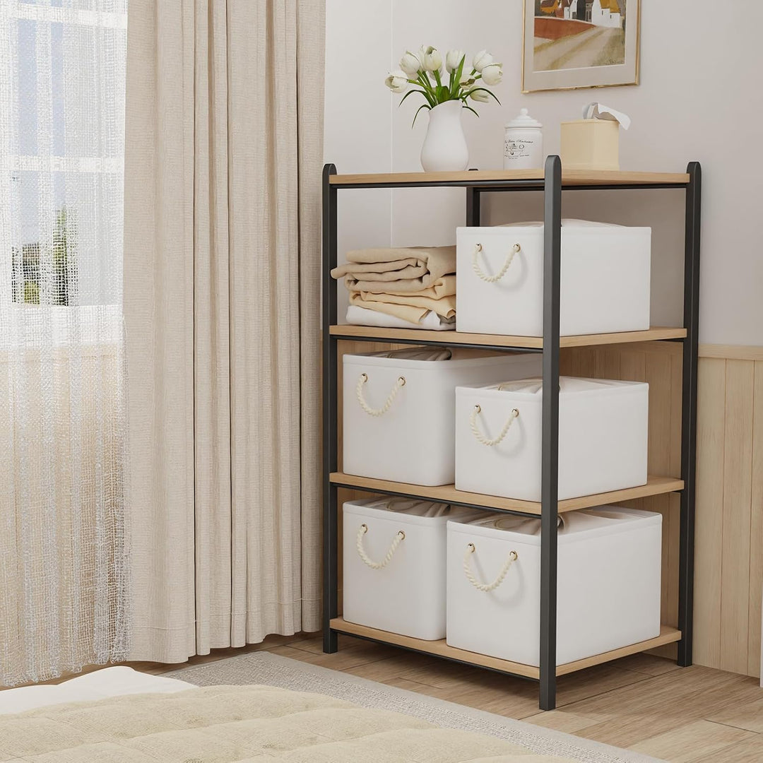 Yawinhe 3er Set Aufbewahrungsbox mit Deckel,Faltboxen aus Stoff mit Kordelzug-Abdeckung und 2 Griffe