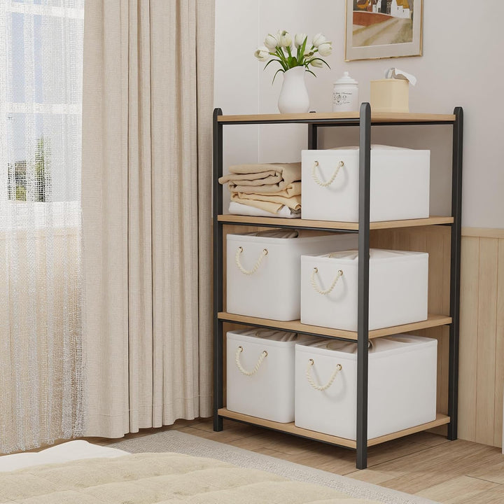 Yawinhe 3er Set Aufbewahrungsbox mit Deckel,Faltboxen aus Stoff mit Kordelzug-Abdeckung und 2 Griffe