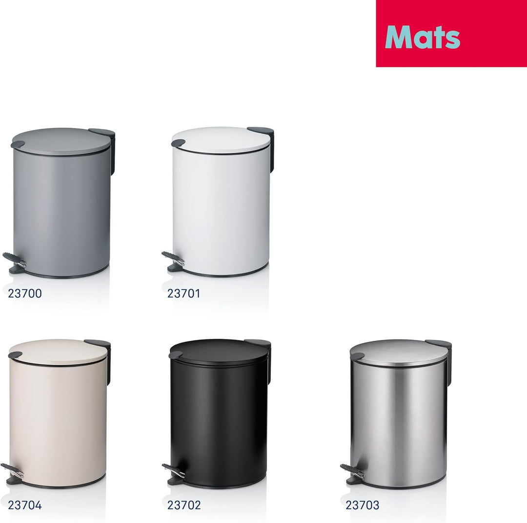 kela Kosmetikeimer 5l beige matt, Silent-Close-Deckel, Tretmülleimer Badezimmer MATS, Badmülleimer m