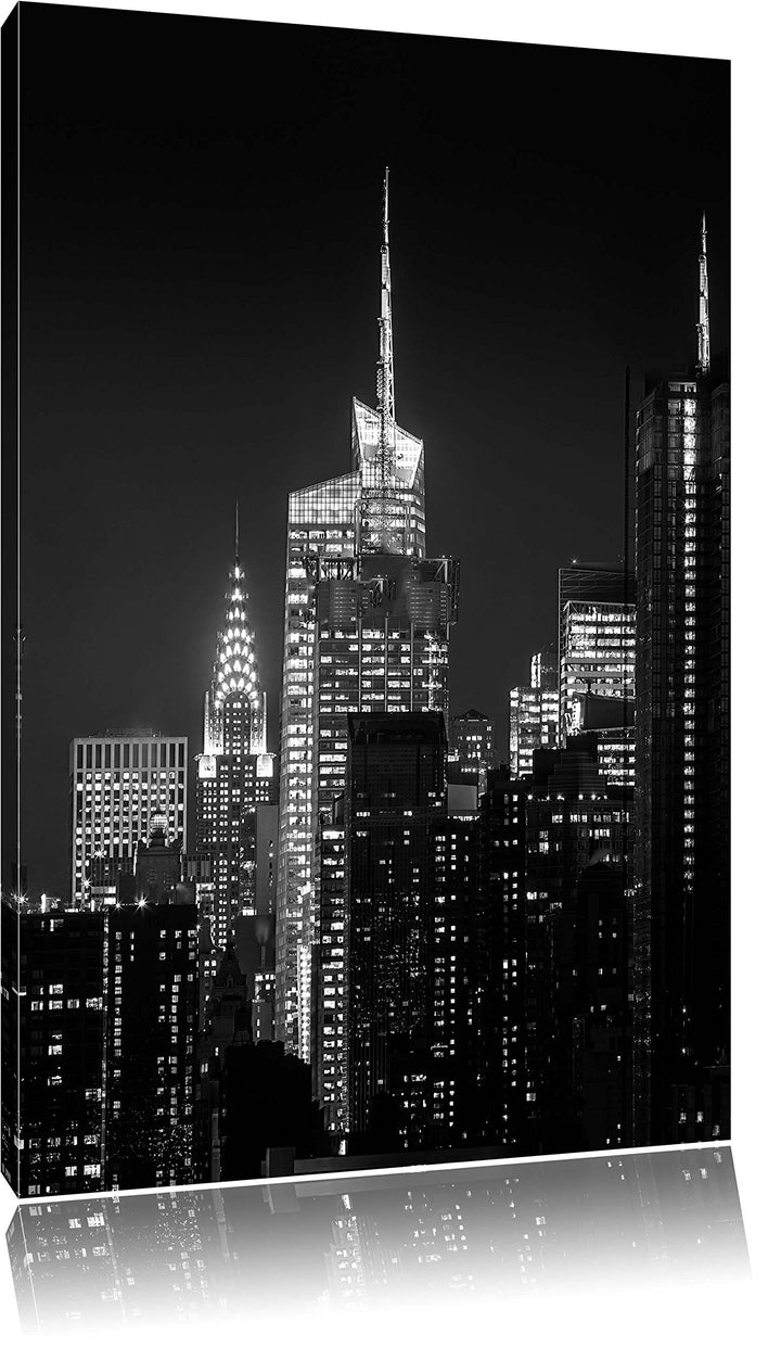 Pixxprint New York von Oben schwarz weiss als Leinwandbild | Grösse: 100x70 | Wandbild| Kunstdruck |