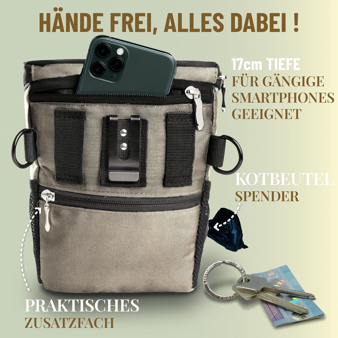 GIZZY® DAS ORIGINAL | Leckerlitasche für Hunde + REGENHAUBE | Leckerlibeutel für Hunde mit praktisch