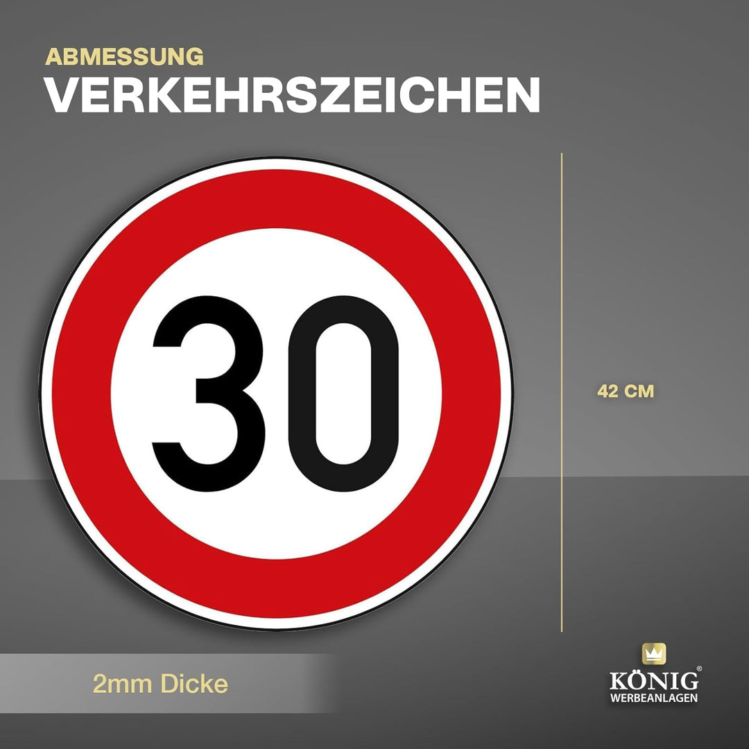 Verkehrszeichen Zulässige Höchstgeschwindigkeit 30 Nr. 274-30 | Ø 420mm, Alu 2mm, RA1 | Original Ver