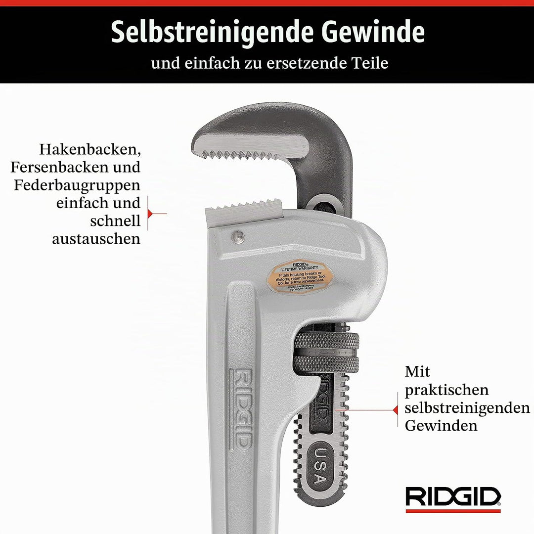 RIDGID 31100 Modell 818 gerade Aluminium-Rohrzange, 18" Sanitär-Schraubenschlüssel 18 inch, 18 inch