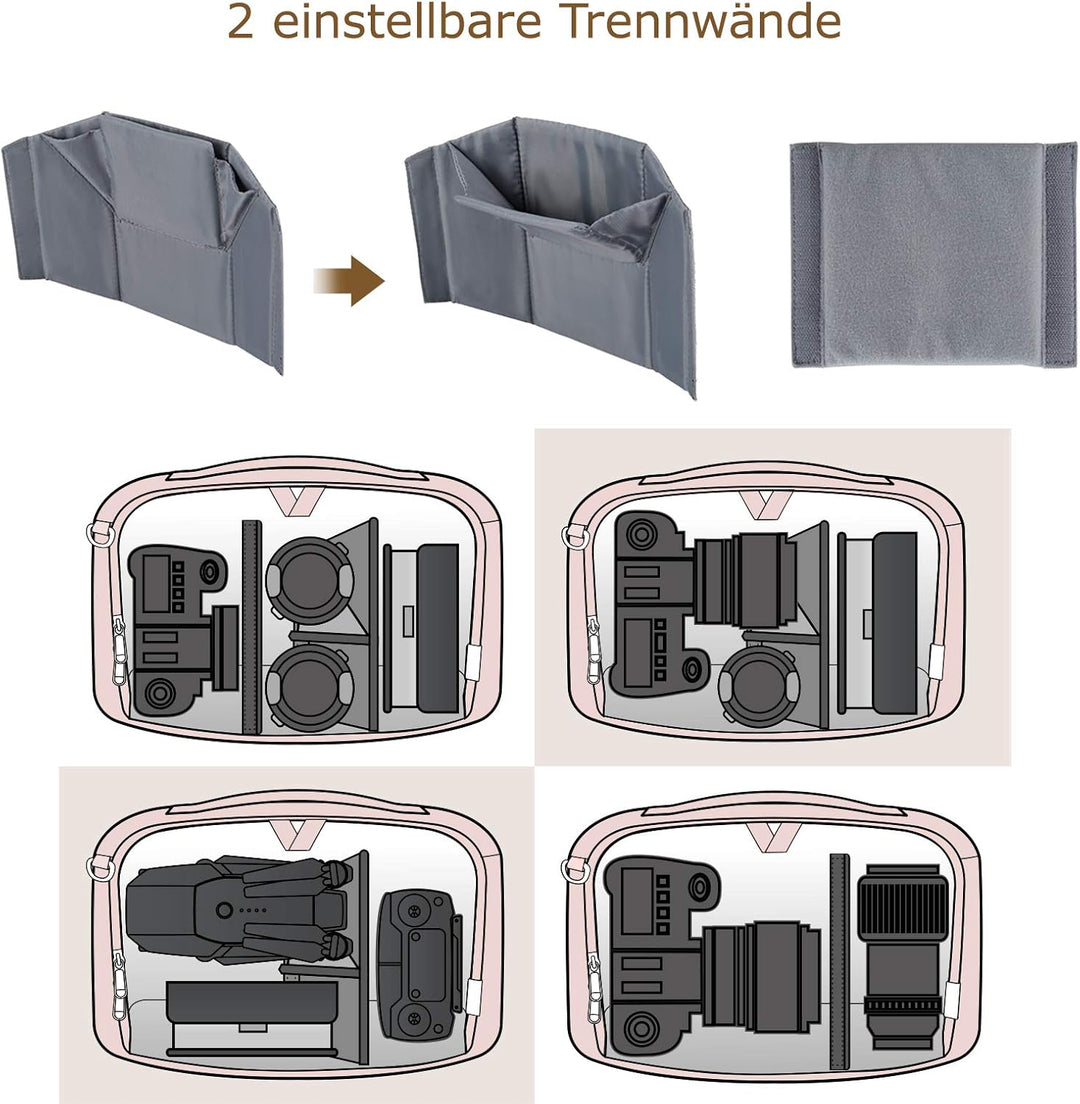 BAGSMART Kameratasche Grosse Umhängetasche Schultertasche, für DSLR SLR-Kamera und Zubehör, Rosa Pin