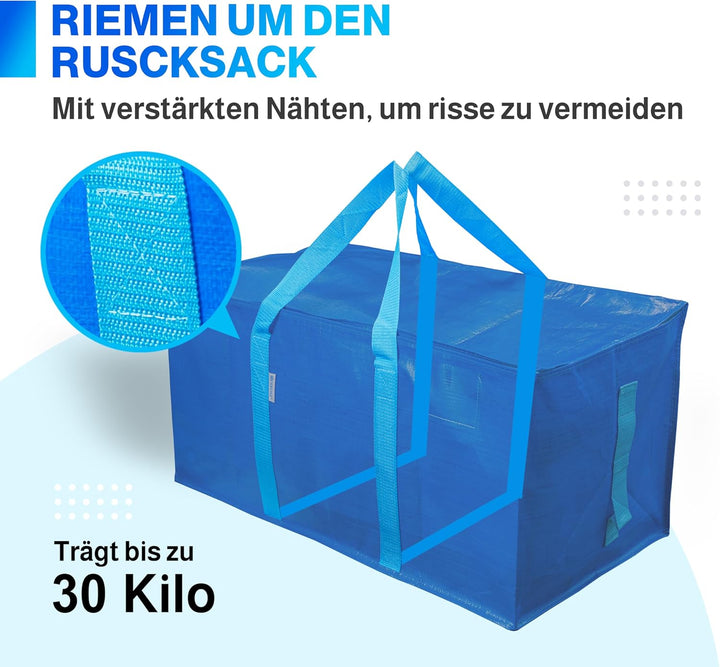 Set mit 4 Aufbewahrungssäcken - Extra grosse Tasche für Umzüge und Reisen - Resistente und wasserdic