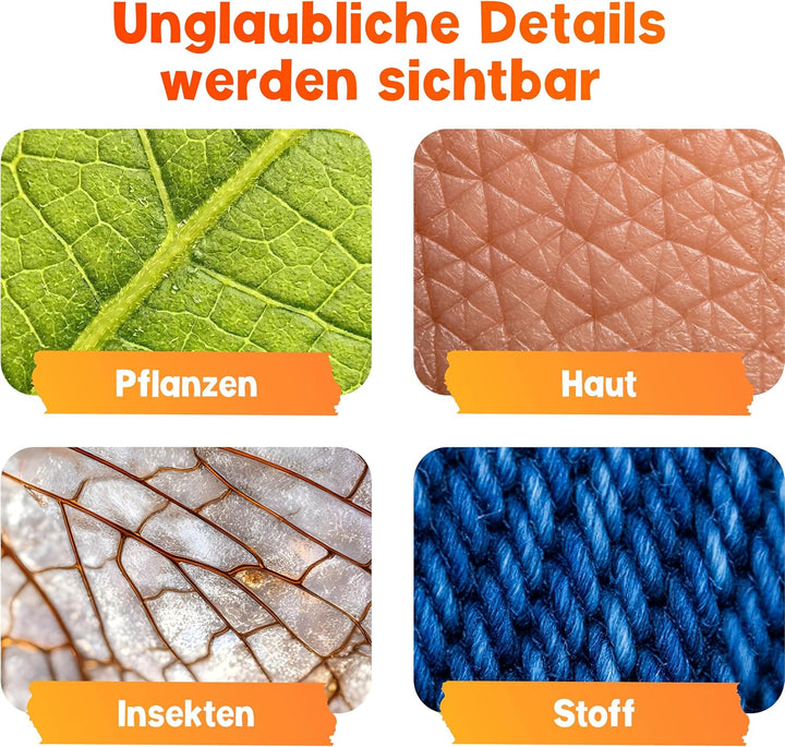 Mutkind® Digitales Mikroskop für Kinder [Mit 1000X Vergrösserung & Fotofunktion] - Tragbares Taschen