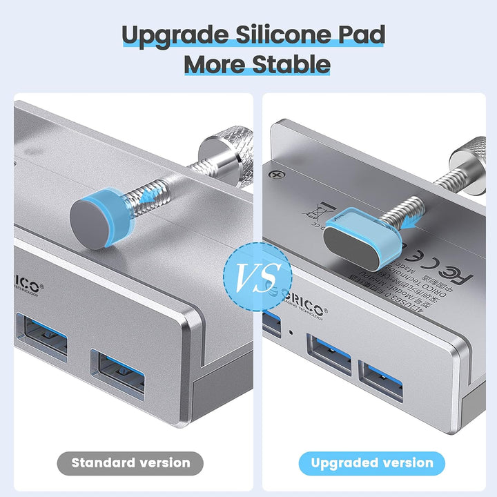 ORICO USB Hub Clip-Typ, 4 Port USB 3.0 Hub 5 Gbps Super Speed Mini Aluminum Datenhub Mit 150cm Kabel