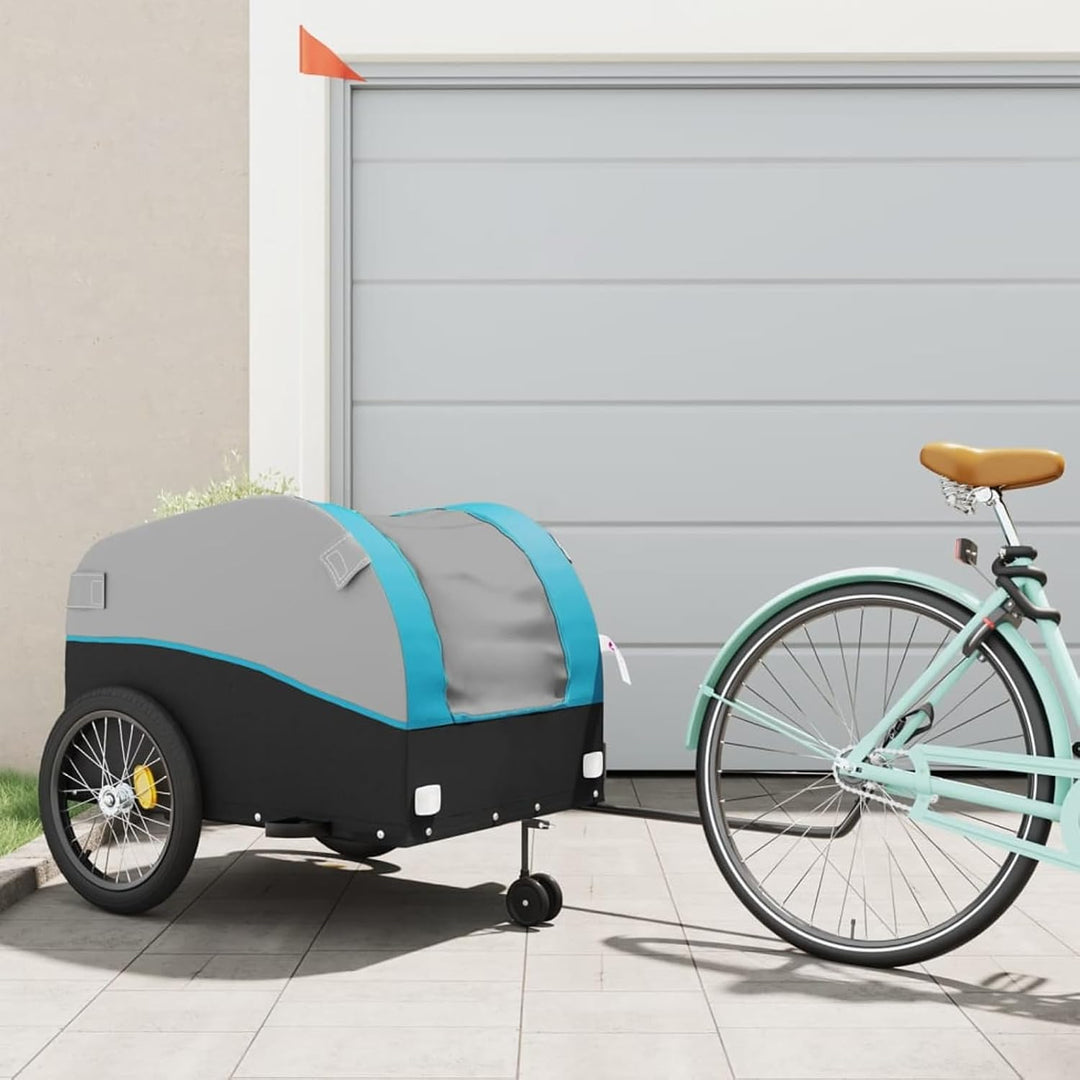 Fahrradanhänger 45kg Eisen Schwarz-Orange | Robust &amp; Vielseitig für Schwerlasttransport, , , Blau, B