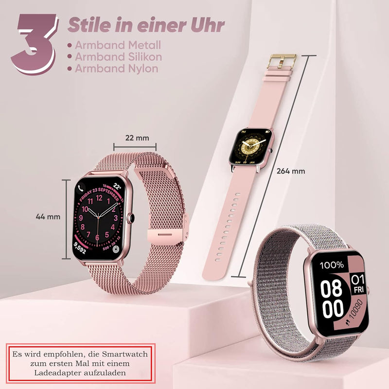 Dachma Android Smartwatch Damen - 1.85" Uhr mit Whatsapp Funktion Damen mit telefonfunktion Uhren sm