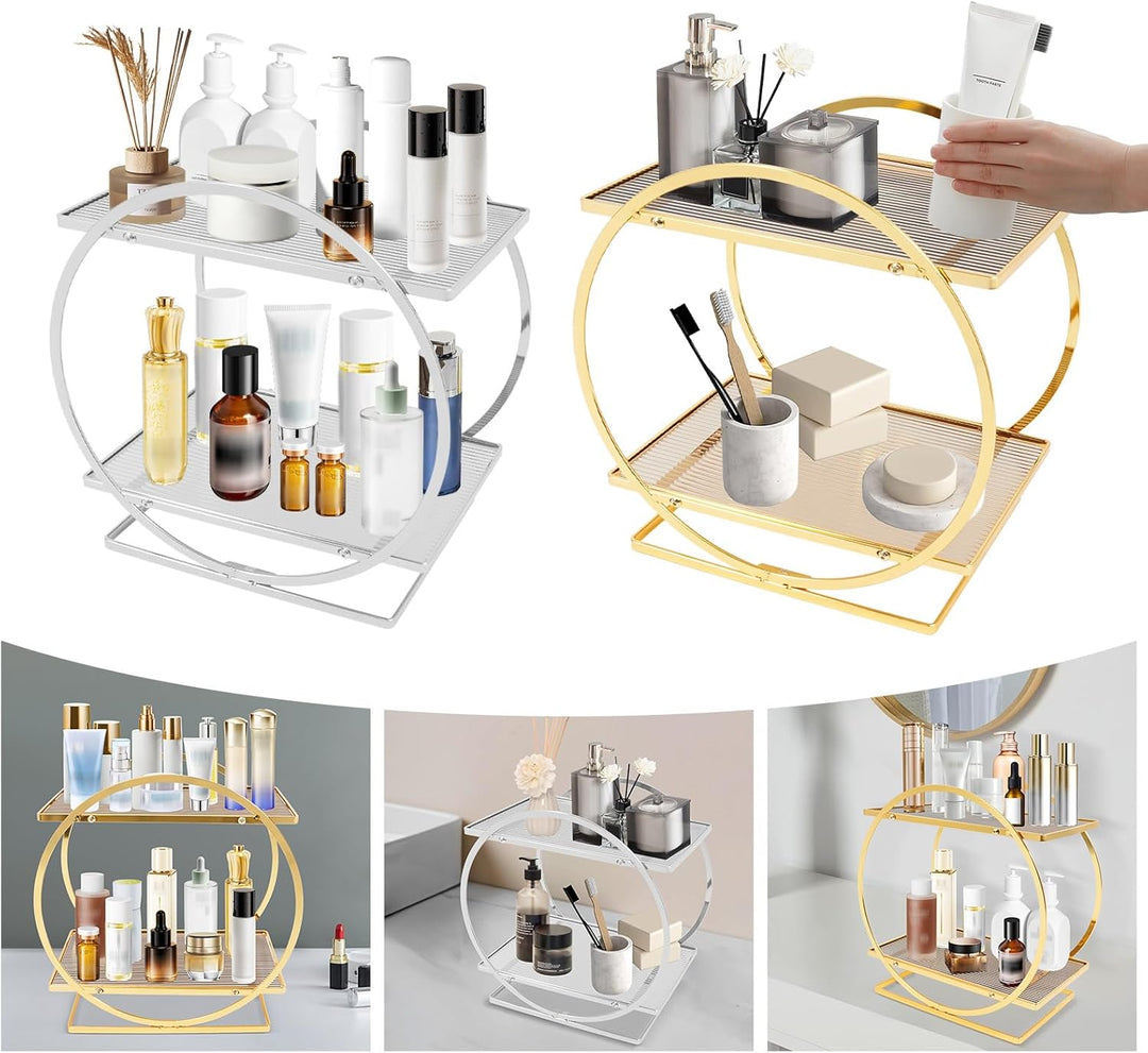 2Tier kosmetisches Display, Parfüm Organizer für Kommode, Make-up-Organizer für Schminktisch, Badezi