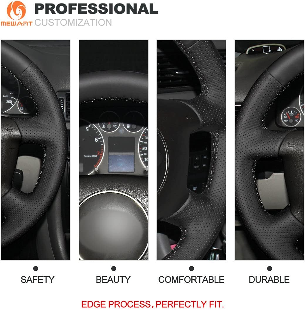 MEWANT Lenkradhülle für Audi A2 (8Z) A3 (8L) Sprotback A4 (B5 B6) Avant A6 (C5) A8 (D2) S4 / A4 Lenk