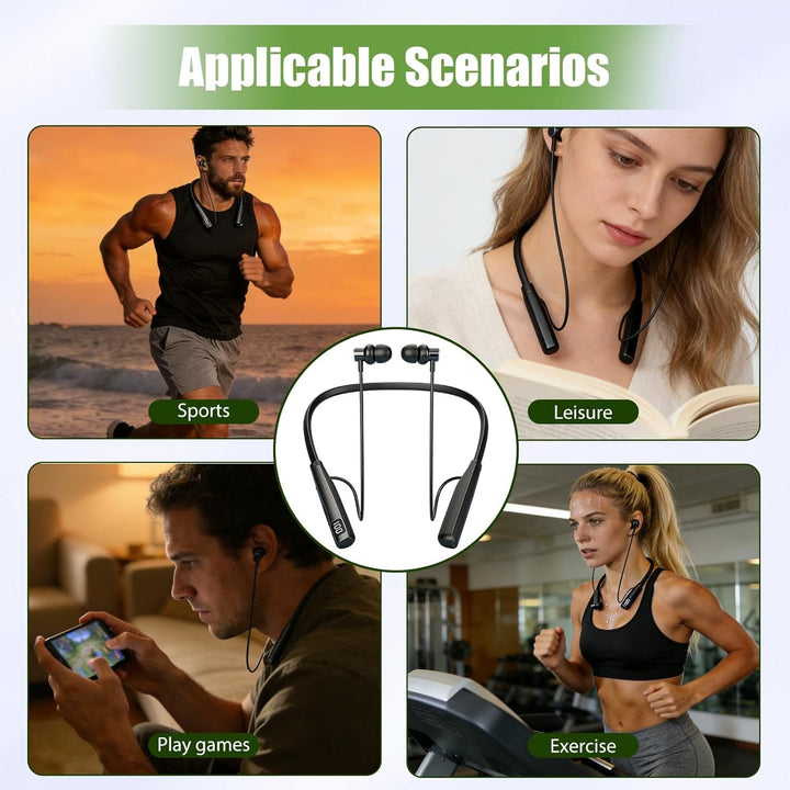 Bluetooth 5.3 Nackenbügel Kopfhörer Sport Bluetooth Kopfhörer 30Std Akku | 3D Surround, Magnet Ohrhö