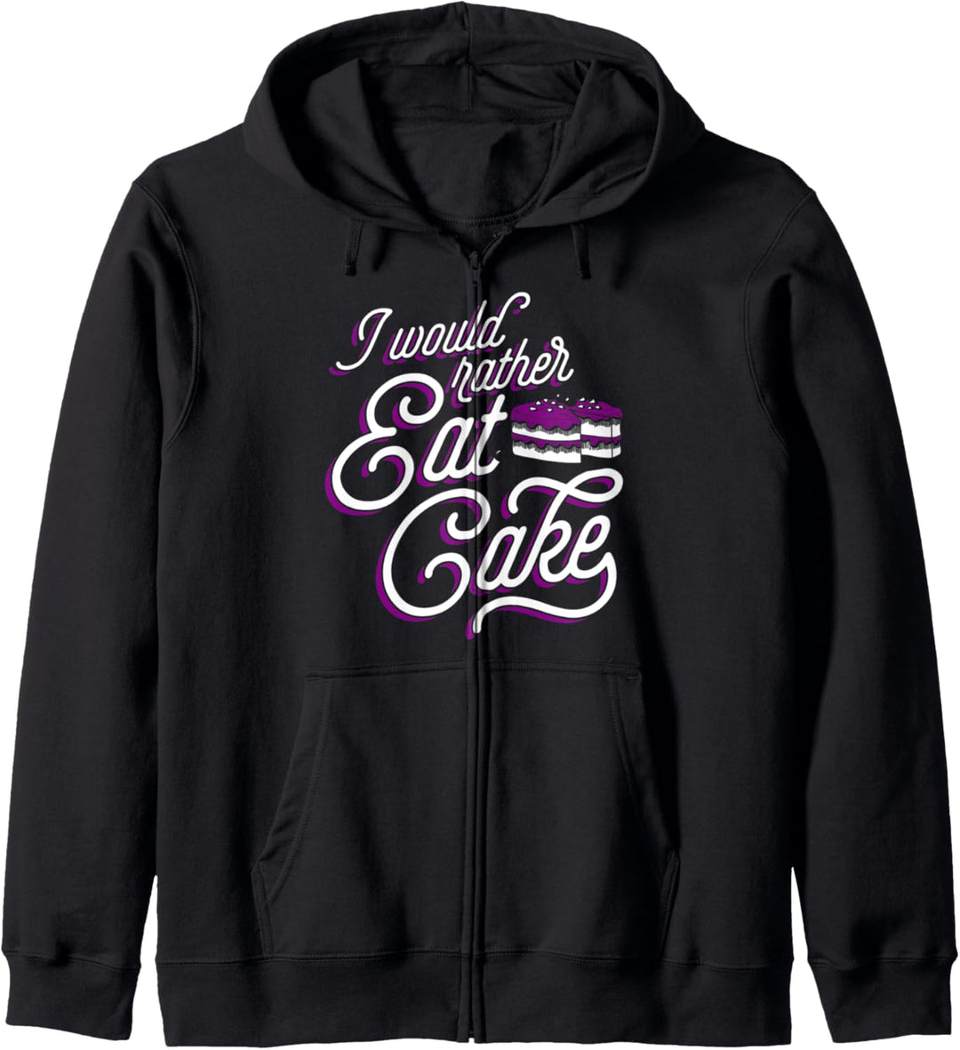 I Would Rather Eat Cake Funny Cute Trendy Asexual Pride Joke Kapuzenjacke