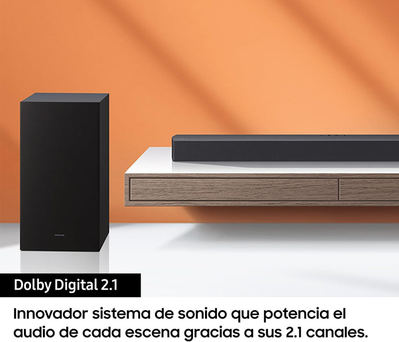 SAMSUNG Soundbar HW-C430/ZF – kabelloser Subwoofer, Dolby Digital 2.1, Spielmodus, Bluetooth 4.2 Pow