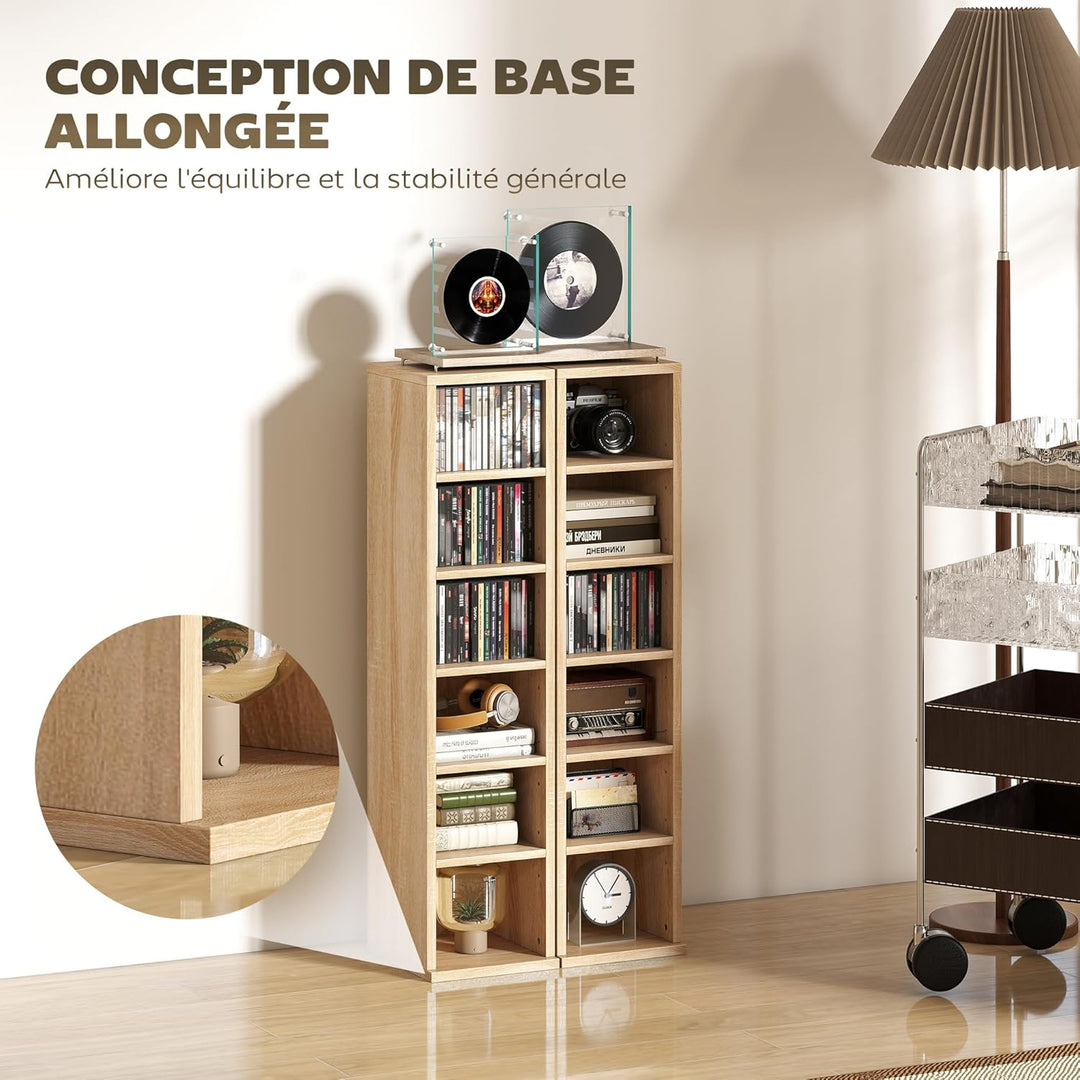 HOMCOM 2er-Set Regalsäulenschrank CD-DVD-Aufbewahrungsschrank 6 + 6 Fächer 21 x 22,5 x 88,5 cm max.