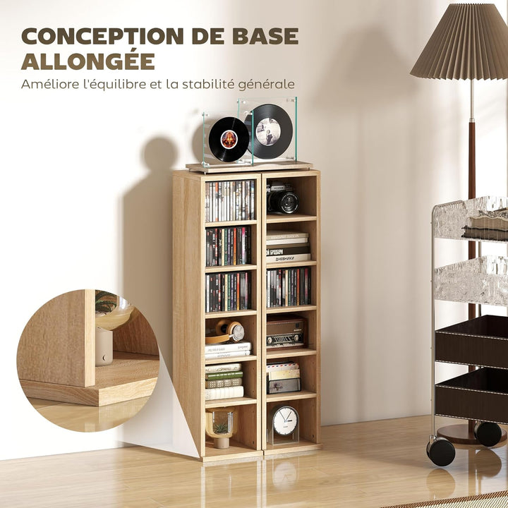 HOMCOM 2er-Set Regalsäulenschrank CD-DVD-Aufbewahrungsschrank 6 + 6 Fächer 21 x 22,5 x 88,5 cm max.