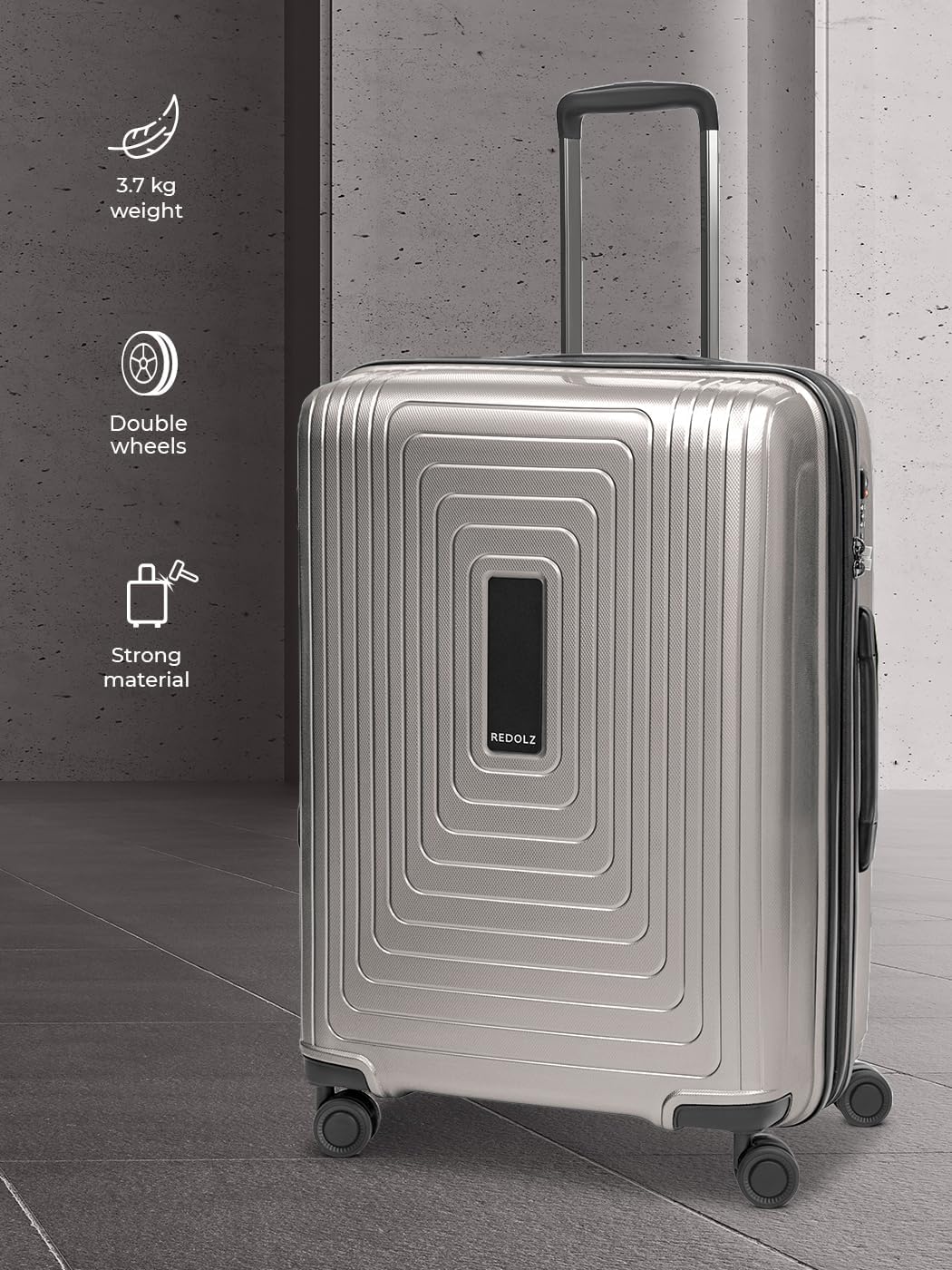 REDOLZ Mittelgrosser Hartschalen M+ Trolley | 46 x 30 x 66 cm | Koffer mit Dehnfalte von 82 auf 97 L