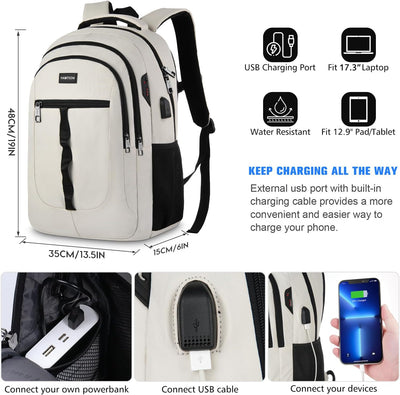 YAMTION 17.3 Zoll Rucksack Herren und Damen,Unisex Schulrucksack Teenager für Jungen Mädchen Laptop