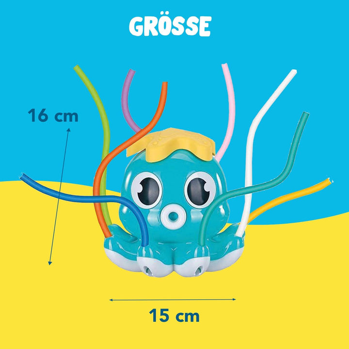 OctoSplash® Blau Sprinkler Oktopus | Wasserspielzeug für Kinder | Wasser sprühender Oktopus | Einfac