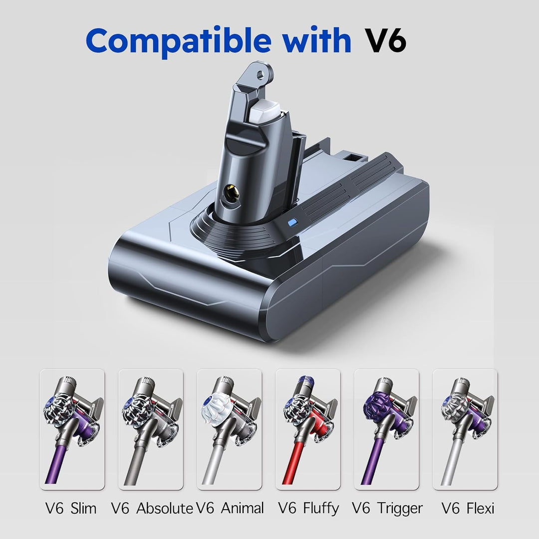 Lestele V6 Akku, 6000mAh Ersatzakku für Dyson V6 DC62 DC61 DC59 DC58 DC72 DC74 SV03 SV05 SV06 SV07 S