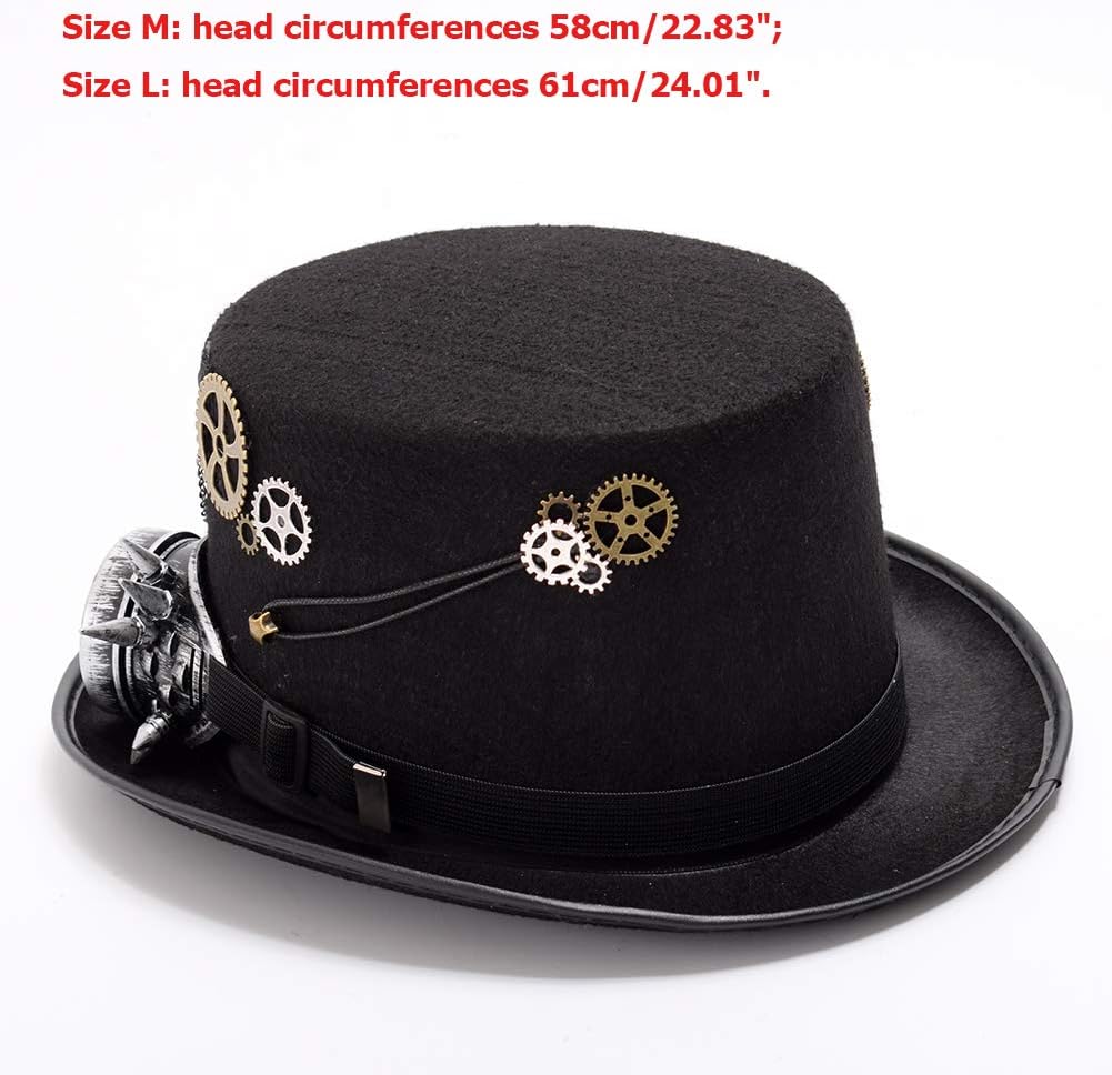 GRACEART Zauberkasten Steampunk Zylinder Hut Steampunk Herren and Steampunk Damen with Goggles, Gear