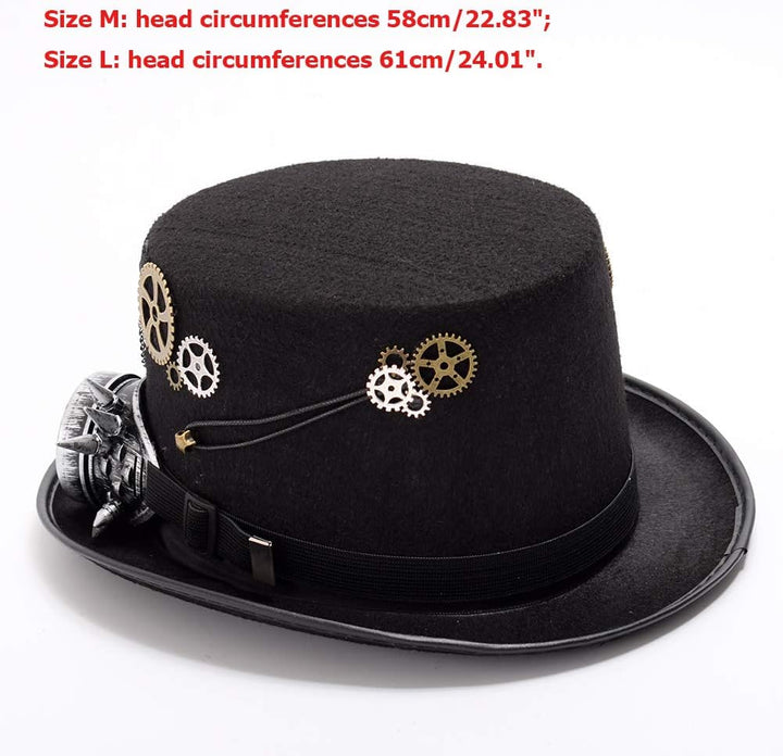 GRACEART Zauberkasten Steampunk Zylinder Hut Steampunk Herren and Steampunk Damen with Goggles, Gear