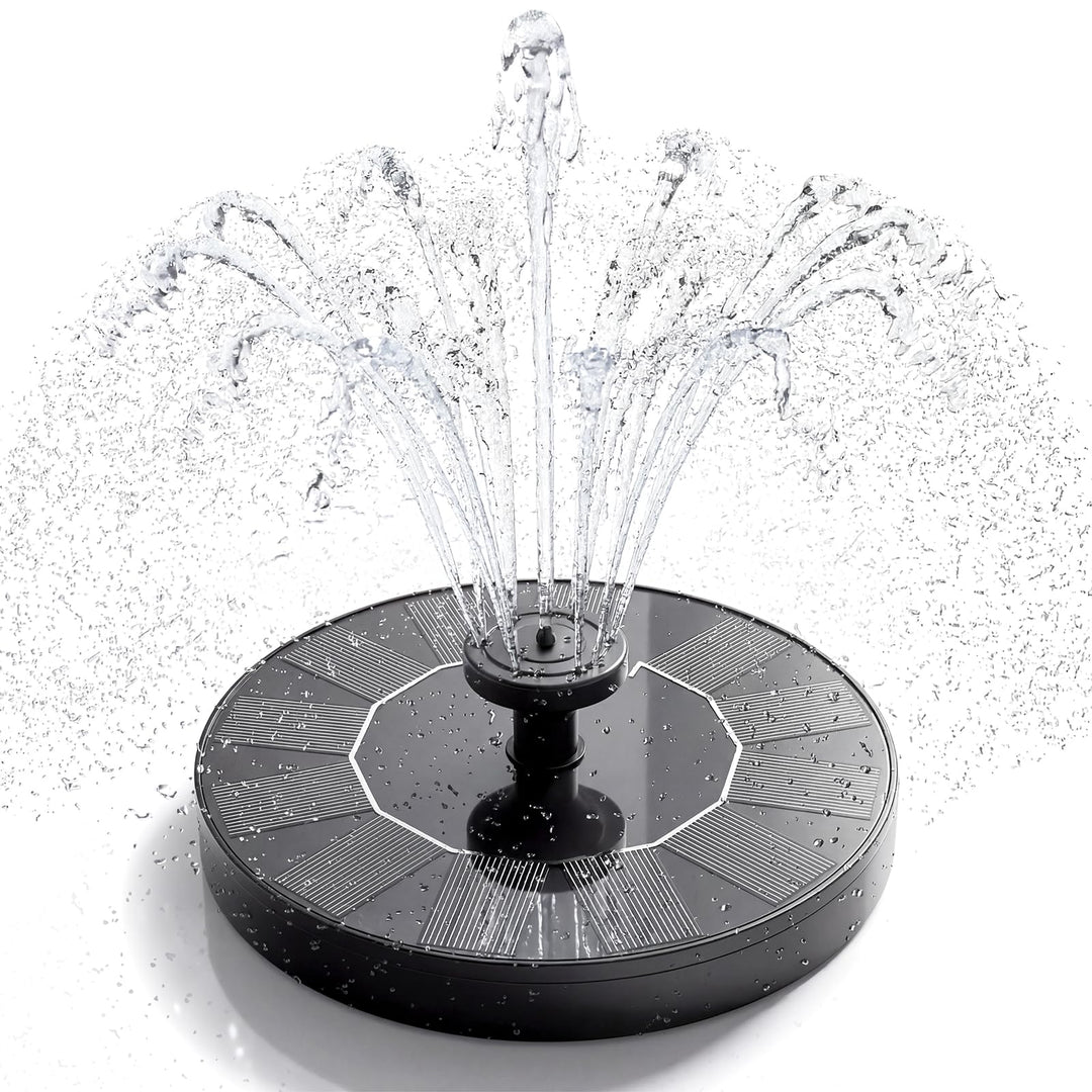 AISITIN Springbrunnen für Aussen, Solar Springbrunnen für Draussen mit 6 Verschiedene Fontänenstile,