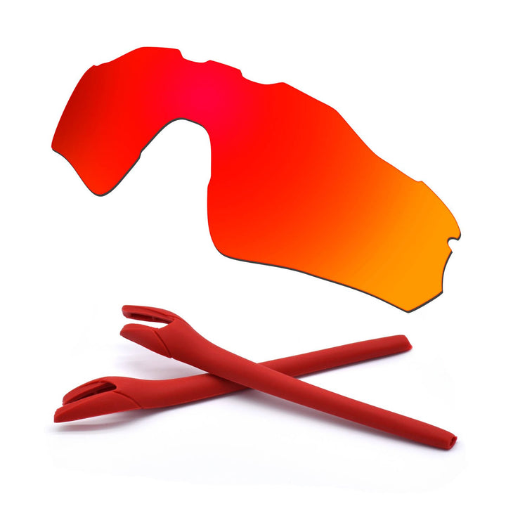 HKUCO For Oakley Radar EV Path Red Polarized Replacement Lenses And Red Earsocks Rubber Kit