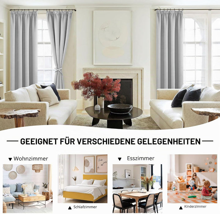 DWCN Vorhang Blickdicht mit Kräuselband Verdunkelungsgardinen mit Ösen 2 Stücke Wärmeisolierend Ther