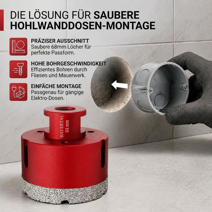 Diamant Bohrkrone 68mm x M14 - Dosenbohrer zum Bohren von harte Fliesen - Dosensenker 68 - Premium Q