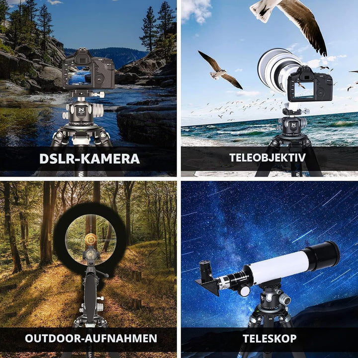WELLAN Kugelkopf Stativkopf,Heavy Duty 360 Panorama-Stativkopf, CNC Aluminiumlegierung Stativ-Kamera