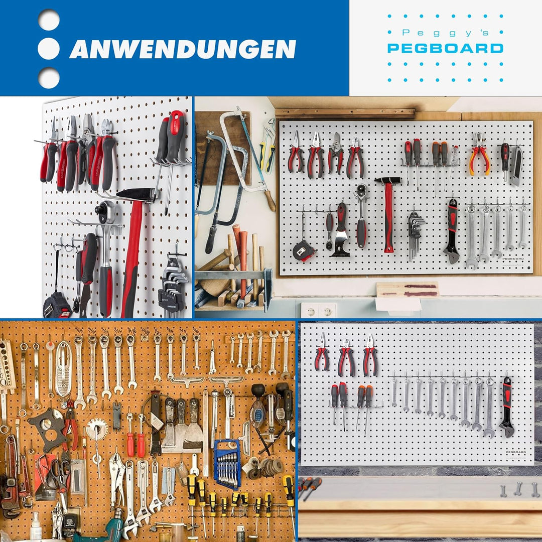 Peggy´s PEGBOARD Mini Lochwand aus Holz (MDF) 50 x 40 x 0,3 cm - Lochung Ø5 mm Abstand 15 mm - schwa