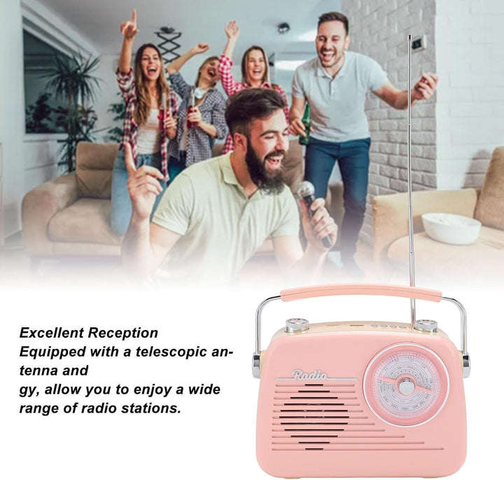 Tragbares Retro-Radio, AM-FM-Radio mit Bluetooth, Kurzwellenradio, Batteriebetrieben oder mit Wechse