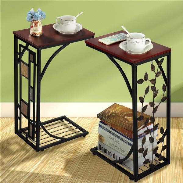 Yaheetech Beistelltisch C-Form Couchtisch Sofatisch Kaffeetisch aus Metall Kleiner Wohnzimmertisch I