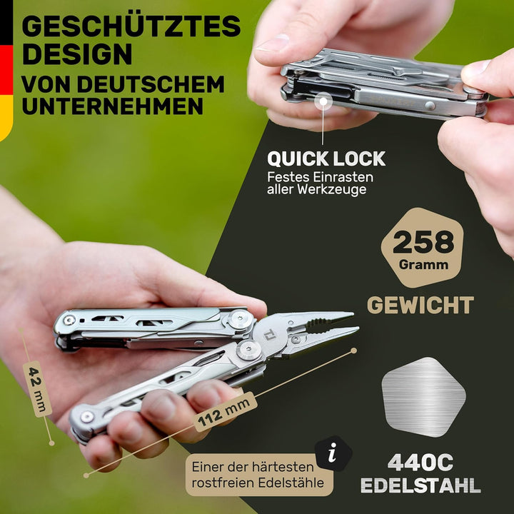 Premium Multitool Werkzeug [rostfreier Edelstahl] Survival Multifunktionsmesser perfektes Camping Zu