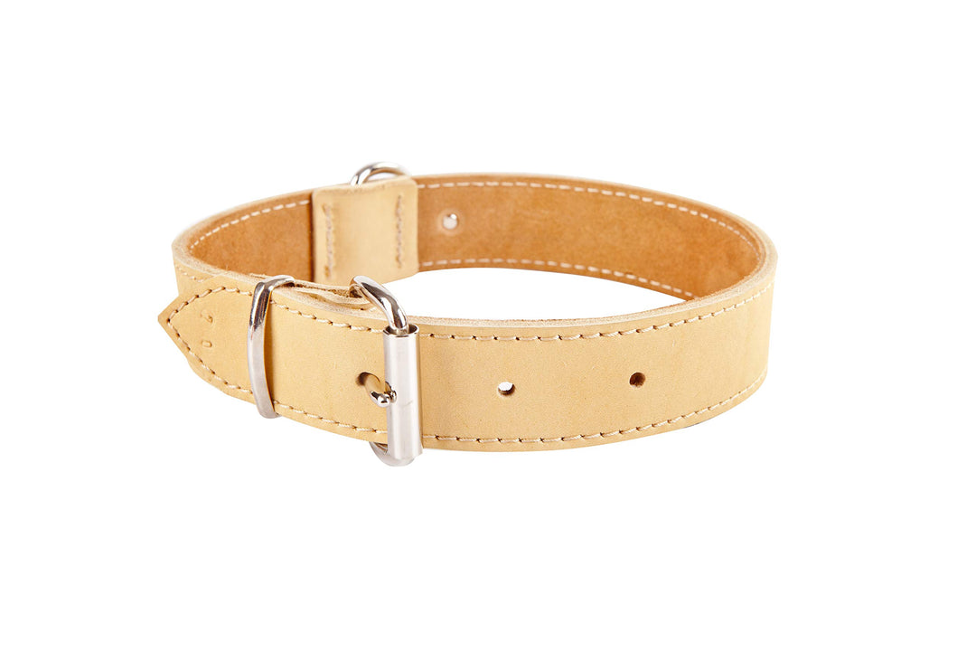 Dingo Hundehalsband aus weichem Leder mit Futter,gewachstem Leder Soft 40 mm x 70 cm Natur 11107 40m