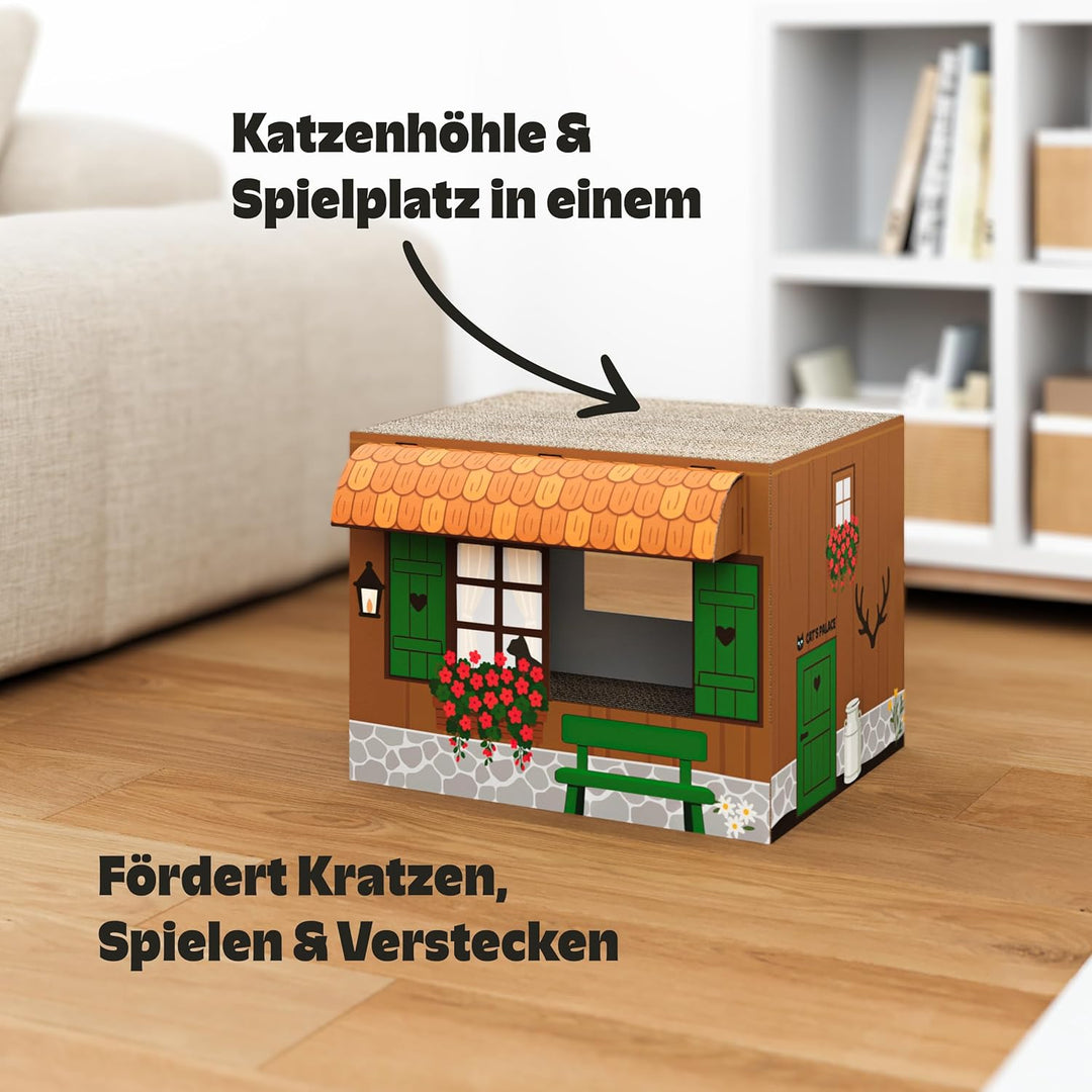 Cat’s Palace Katzenhaus Urige Almhütte – Rückzugsort & Kratzmöbel mit 2 Kratzflächen für Katzen | 45