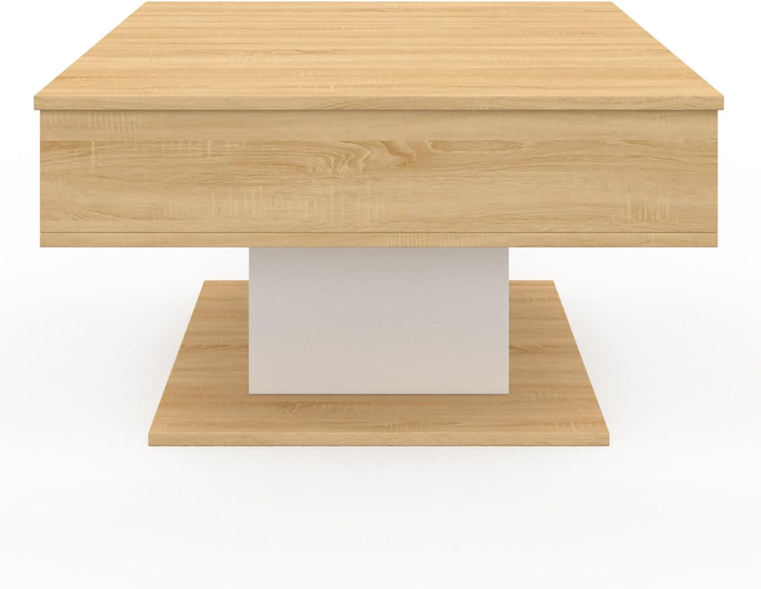 IDMarket - Couchtisch, aufklappbare Platte, Eden, quadratisch, Holz und Weiss