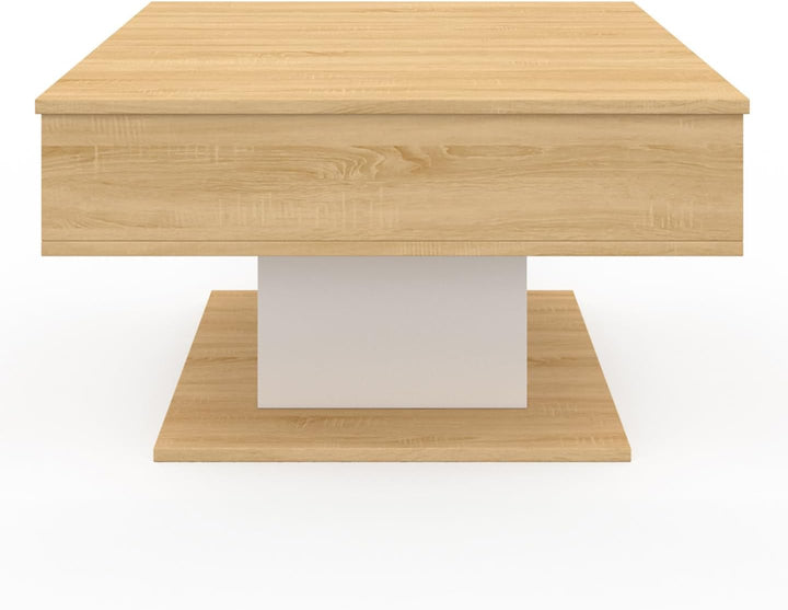 IDMarket - Couchtisch, aufklappbare Platte, Eden, quadratisch, Holz und Weiss