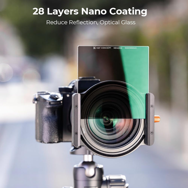 K&F CONCEPT Nano-X Rechteckfilter ND4(2 Stop) 100x100mm Square Filter Graufilter aus Optisches Glas,