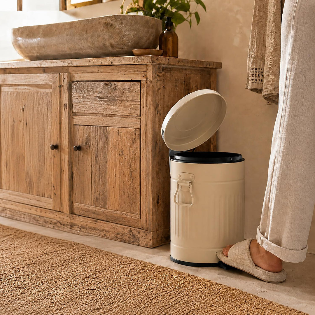 Relaxdays Mülleimer, 20 Liter, Küche, entnehmbarer Inneneimer, beige, Beige
