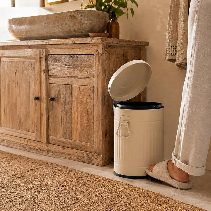 Relaxdays Mülleimer, 20 Liter, Küche, entnehmbarer Inneneimer, beige, Beige