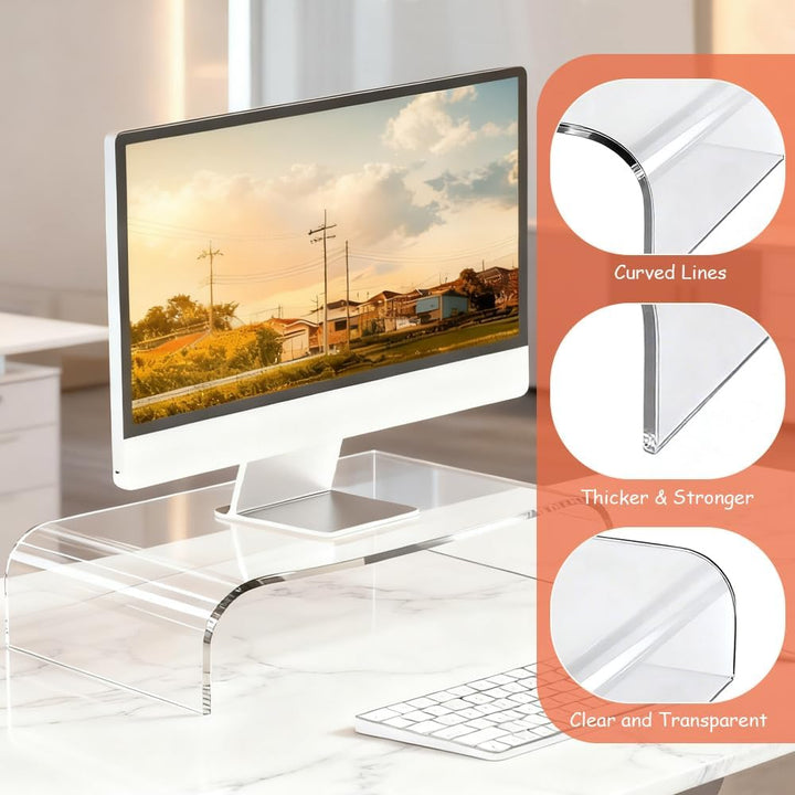 Monitorständer Acryl Bildschirmständer Transparenter Bildschirmerhöhung PC Laptopständer Monitorerhö