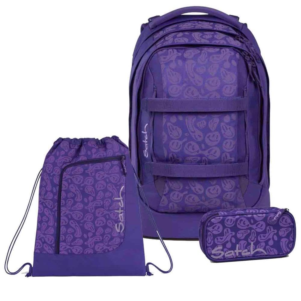 Satch Pack Schulrucksack Set 3tlg. inkl. Schlamperbox und Sportbeutel (Bright Faces), Bright Faces