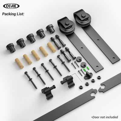 243cm/8FT Schiebetürbeschlag Set Schiebetürsystem Zubehörteil für Schiebetüren Innentüren, Schwarz/S