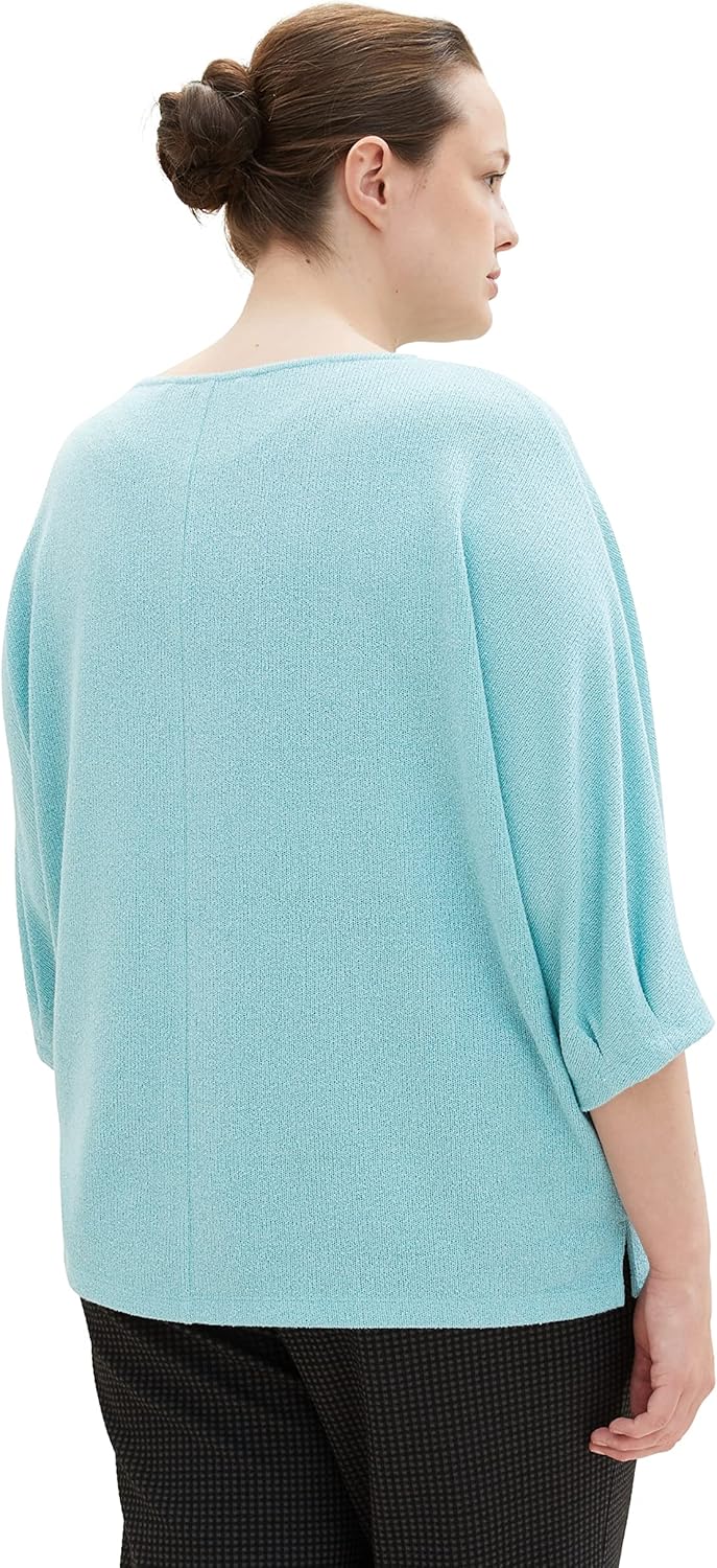 TOM TAILOR Damen T-Shirt mit 3/4-Arm 50 Grosse Grössen 10426 - Summer Teal, 50 Große Grö&#
