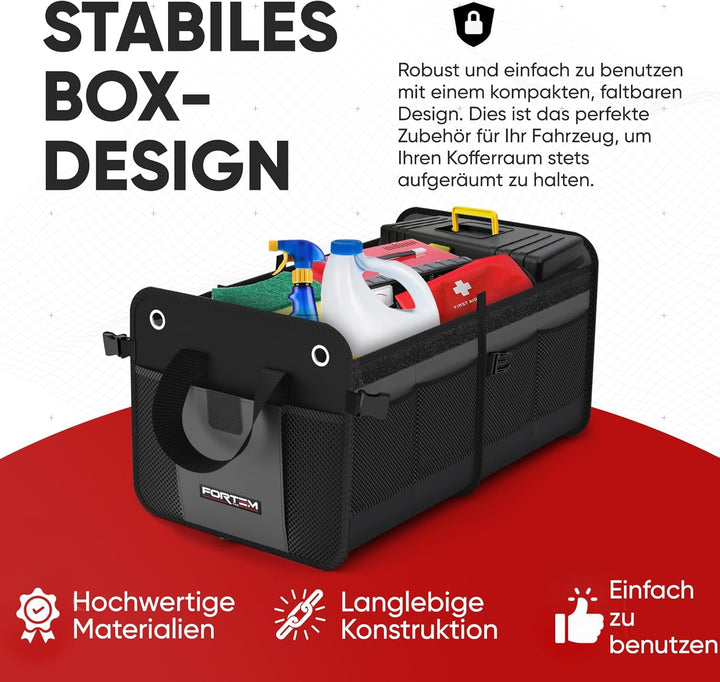 FORTEM Kofferraum Organizer, Kofferraumtasche, Zusammenklappbarer Auto Organizer Kofferraum mit Fäch
