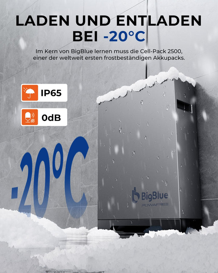 【-20℃ Funktioniert & 2560Wh LFP-Akkukapazität】BigBlue Powafree Balkonkraftwerk mit Speicher, 3 MPPT