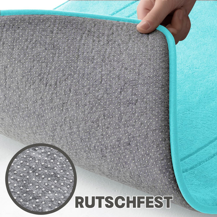 chakme Badezimmerteppich Set 5 Teilig, Weiche Badematte aus Memory-Schaum Badvorleger rutschfest Was