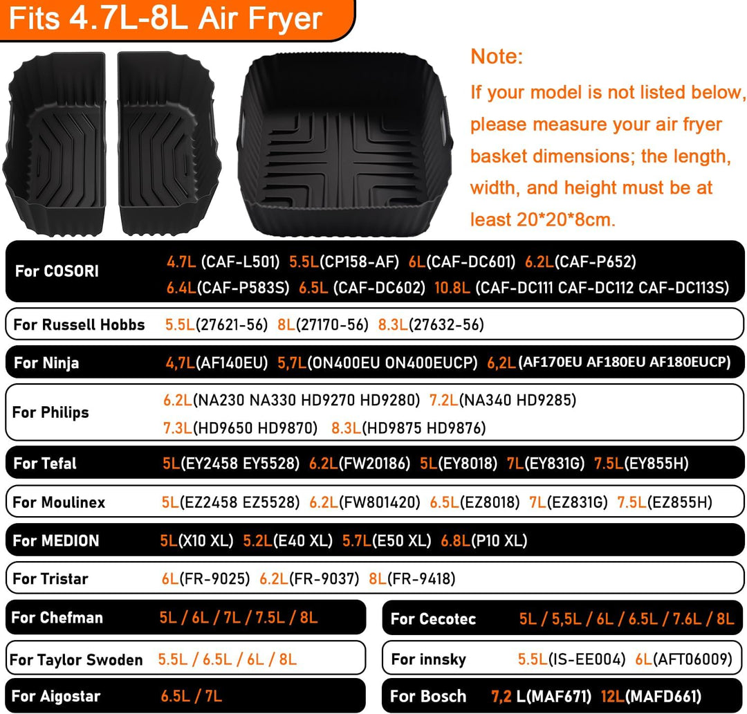 3 Stück Airfryer Silikonform für Heissluftfritteuse, Air Fryer Zubehör Wiederverwendba Silikon Einsa